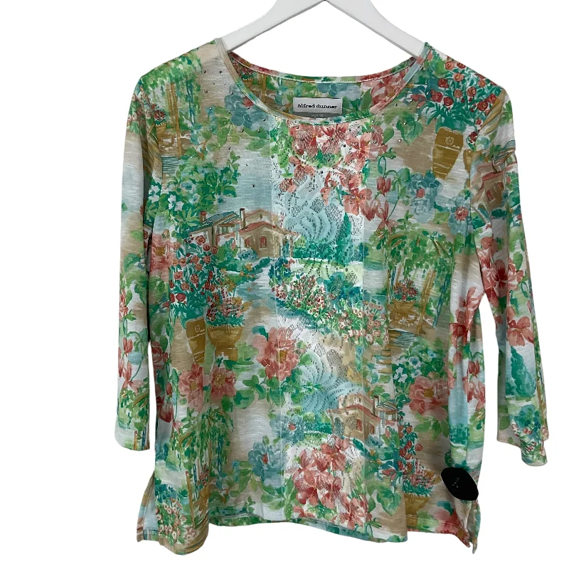 Top 3/4 Sleeve By Alfred Dunner In Tropical Print, Size: L