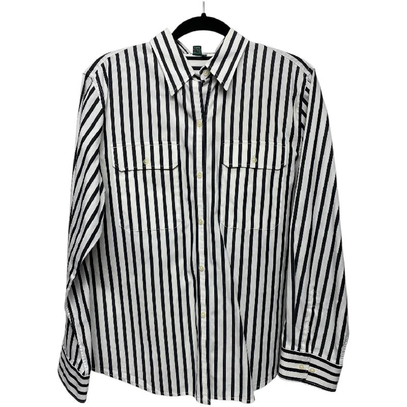 Top Long Sleeve By Ralph Lauren In Black & White, Size: L