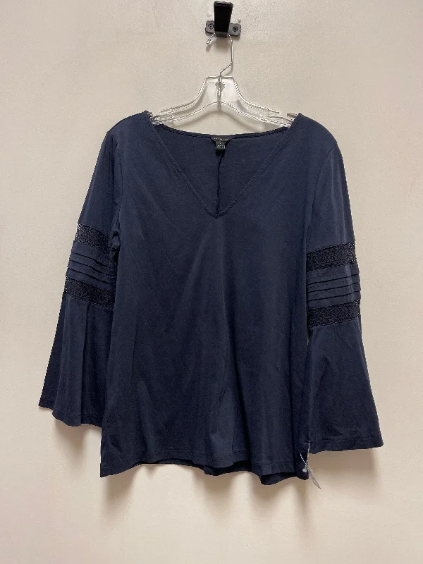 Top Long Sleeve By Ann Taylor In Navy, Size: M