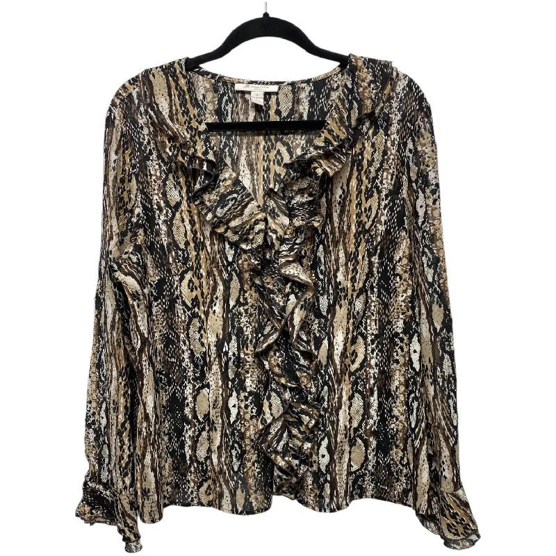 Top Long Sleeve By Jm Collections In Animal Print, Size: L