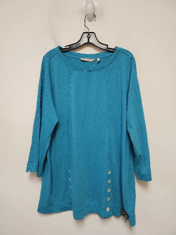 Top Long Sleeve By Soft Surroundings In Aqua, Size: 1x