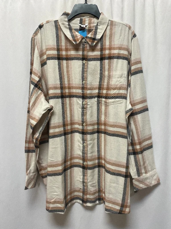 Top Long Sleeve By Sonoma In Tan, Size: 4x