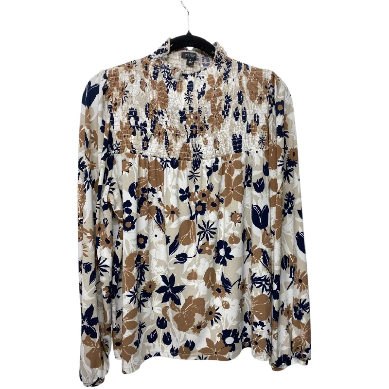 Top Long Sleeve By Ann Taylor In Floral Print, Size: L