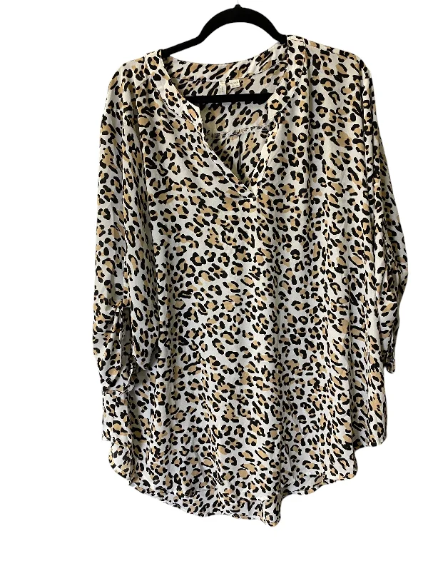 Top 3/4 Sleeve By Clothes Mentor In Animal Print, Size: 3x