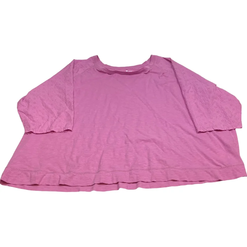 Top 3/4 Sleeve By Woman Within In Pink, Size: 4x