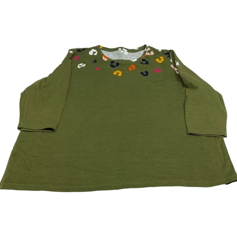 Top 3/4 Sleeve By Kim Rogers In Green, Size: 3x