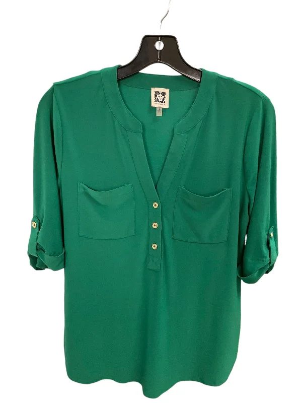 Top 3/4 Sleeve By Anne Klein In Green, Size: S