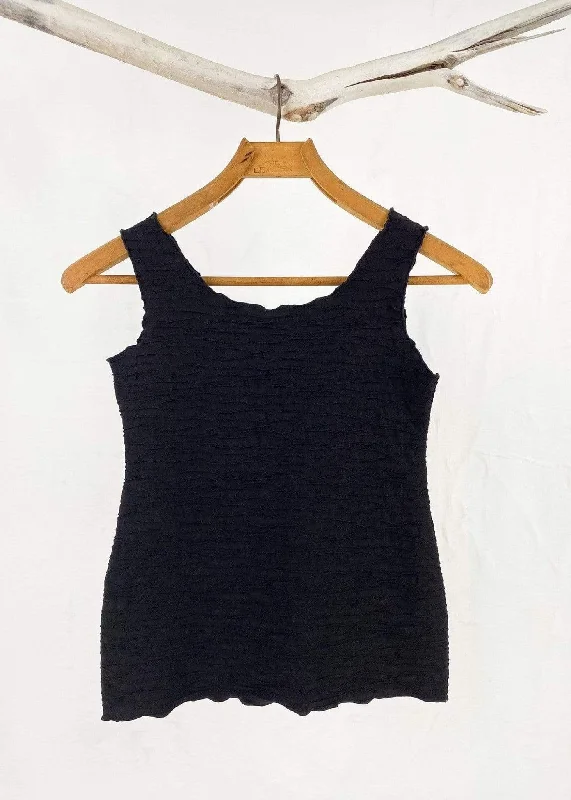 Black Crinkle Charming Tank Top