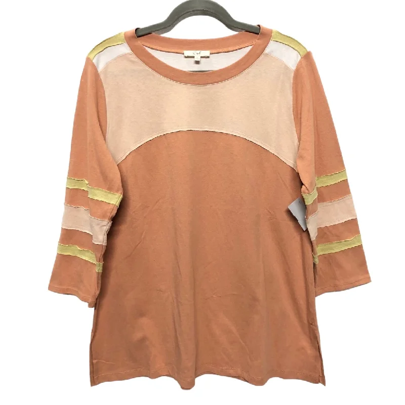 Top 3/4 Sleeve By Easel In Orange, Size: L