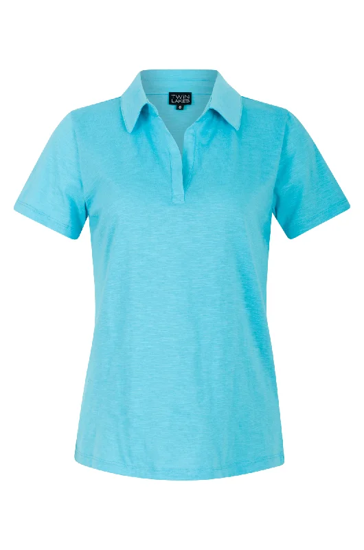 Cotton Rich Slub Polo Top | AQUA | 6968AR