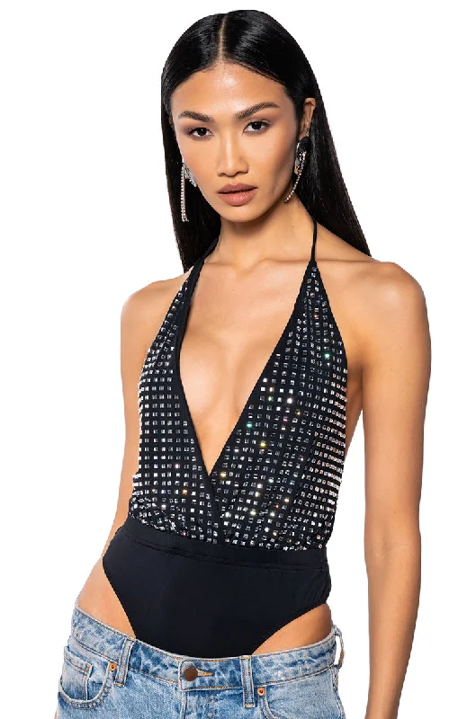 HOLLYWOOD NIGHT LOW CUT EMBELLISHED BODYSUIT