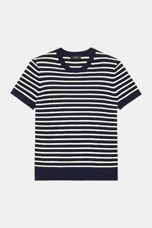 Basic Wool Stripe Tee in Black