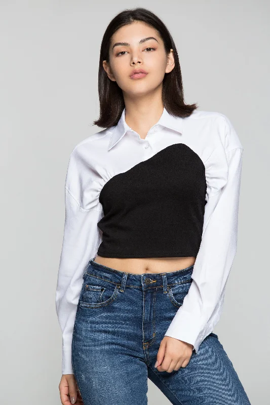 Black T-Shirt on White Raglan Sleeves Shirt