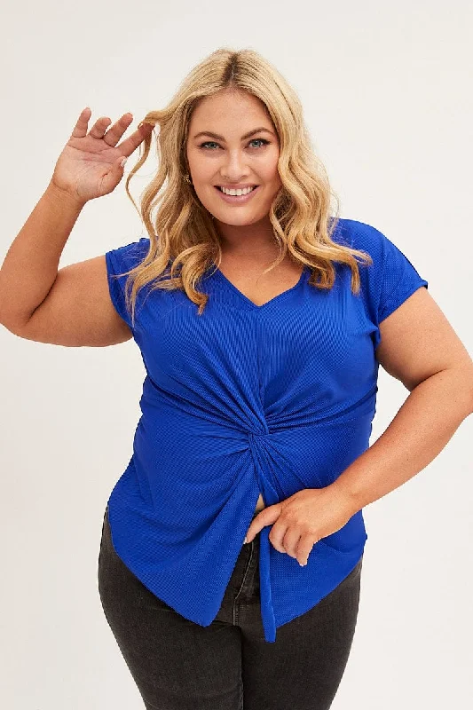 Blue Twist Top Short Sleeve