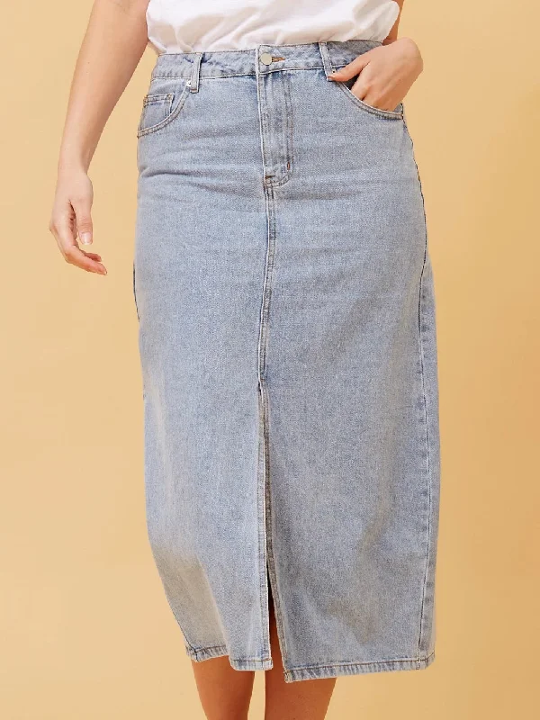 CAROLINE K MORGAN DENIM SKIRT