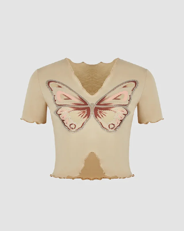 Cropped Retro Butterfly T-shirt