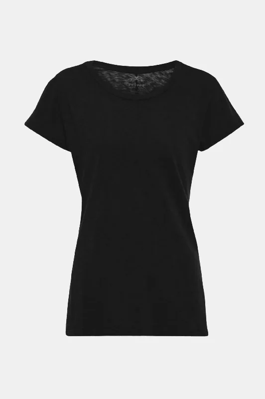 Odelia Cotton Slub Crew Neck Tee in Black