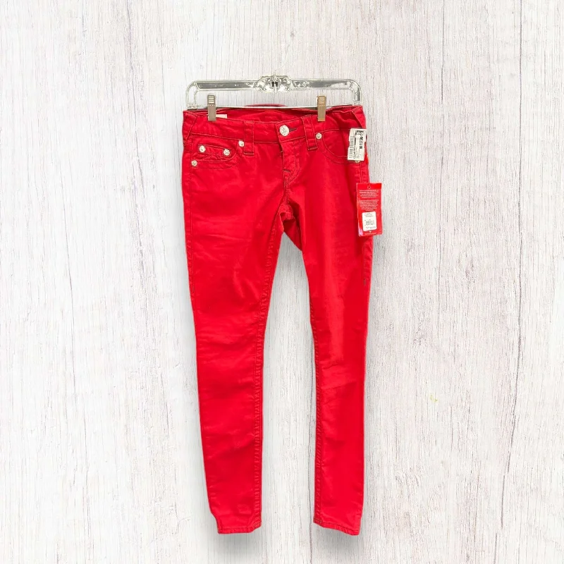 Red Denim Jeans Skinny True Religion, Size 2