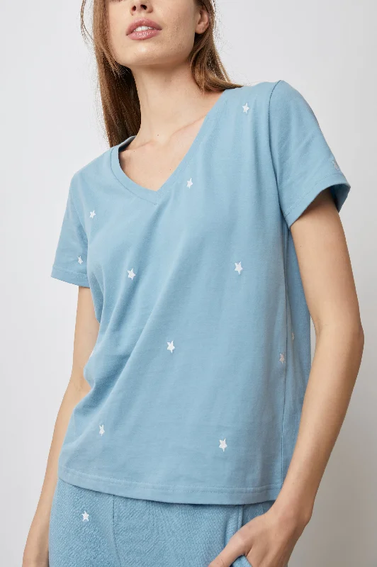 THE CARA V NECK T-SHIRT - AQUA STARS