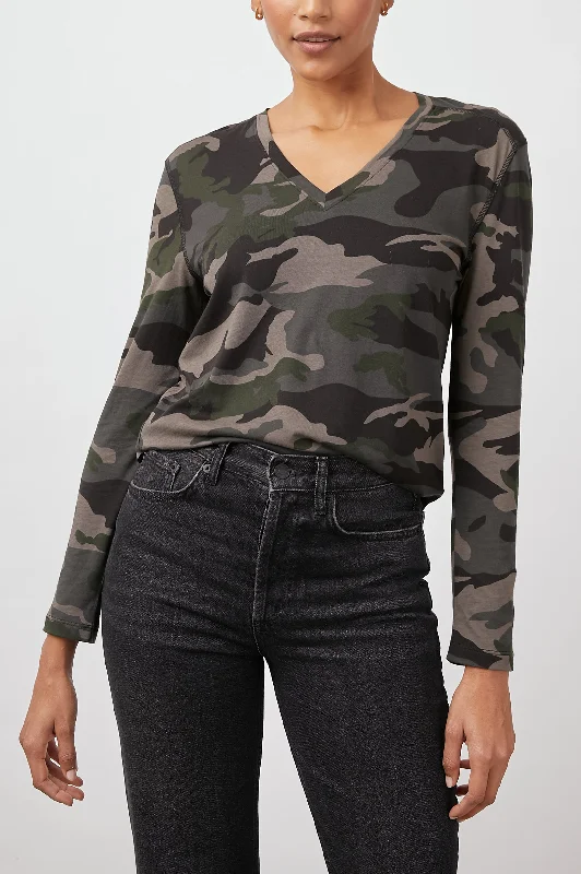 THE SAMI LONG SLEEVE V T-SHIRT - FOREST CAMO