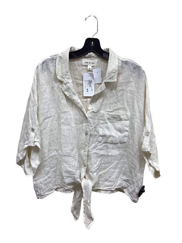 Top Short Sleeve By Cloth & Stone In Cream, Size: Xl