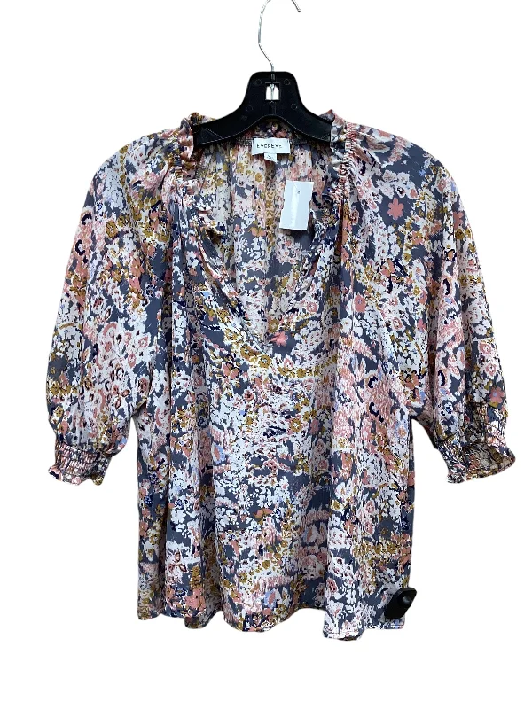 Top Short Sleeve By Evereve In Floral Print, Size: Xl