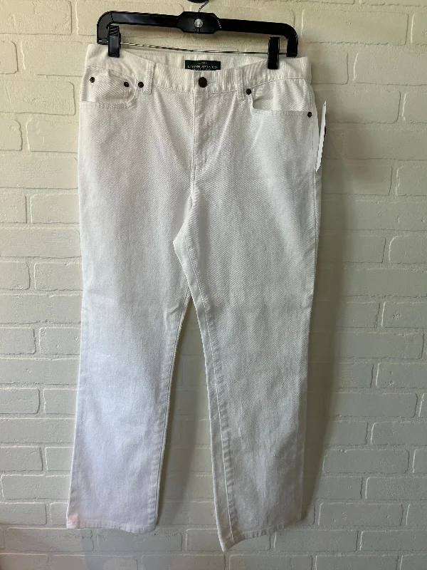 White Denim Jeans Straight Lauren By Ralph Lauren, Size 8