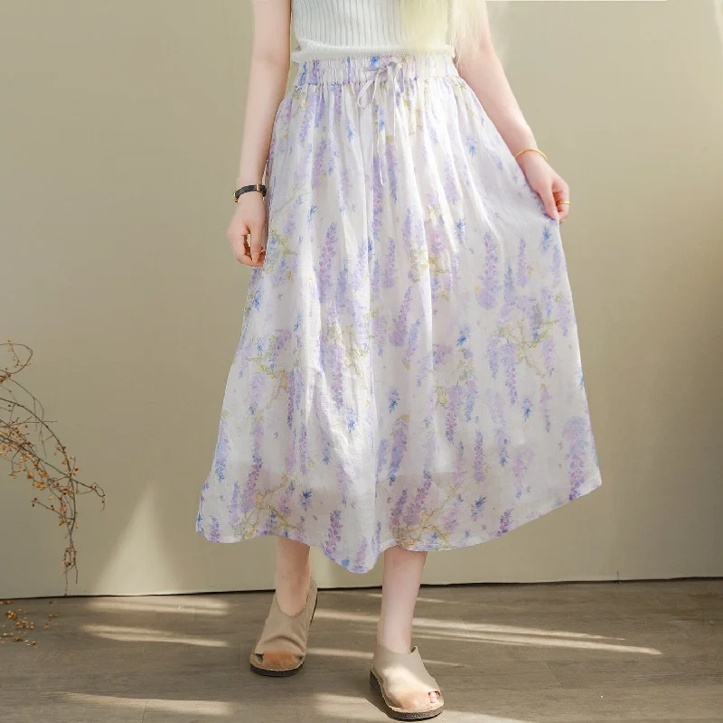 Women Summer Thin Loose Casual Floral Print Skirt