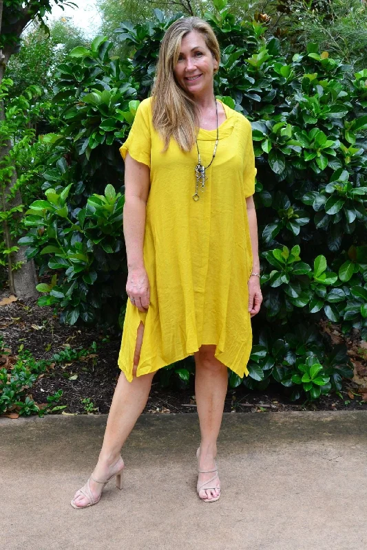 Yellow Oversize Drop shoulder Tunic Dress