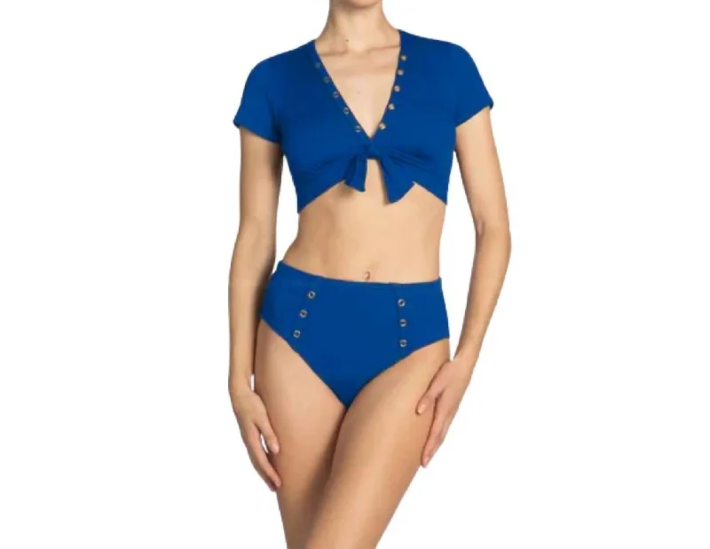 Amy High Waist Bikini Bottom In Lapis