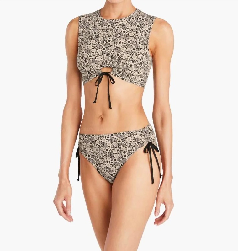 Aubrey High Waist Bikini Bottom In Black Ivory