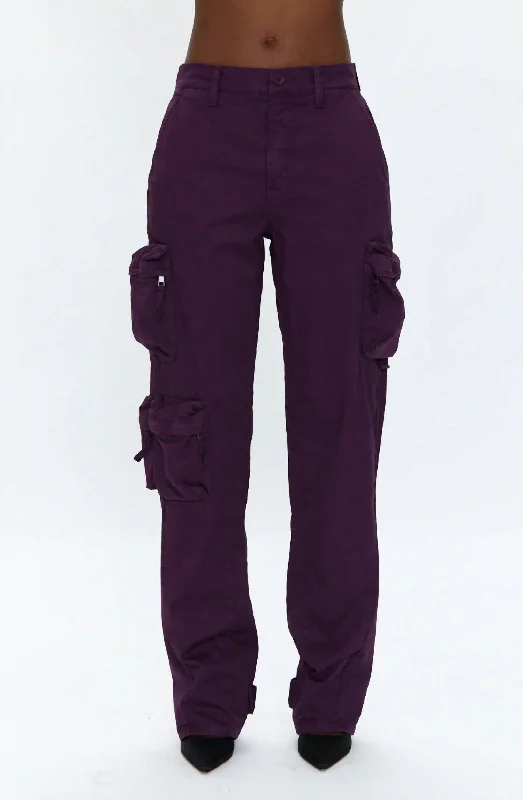 Bobbie Utility Cargo Utility Pant In Washed Aubergine