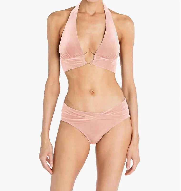 Halter Roxy Twist Bikini Bottom In Blush