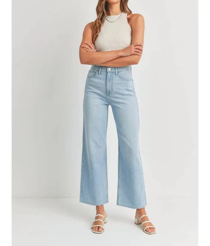 Retro Wide Straight Jeans In Light Denim