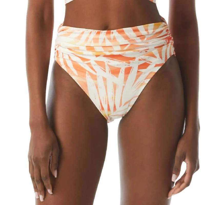 Shirred Waist Bikini Wim Bottom In Sunset Palm