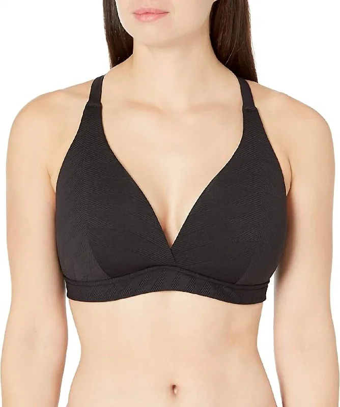 Signature Dd Longline Tri Swim Bikini Top In Black