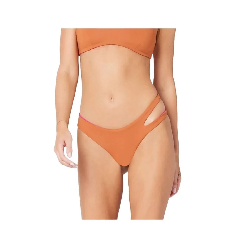 Solid Reversible Breakers Bikini Bottom In Amber-Bougainvillea