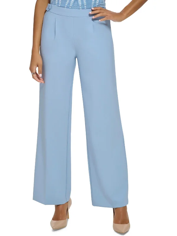 Womens Mid Rise Wide Leg Dress Pants