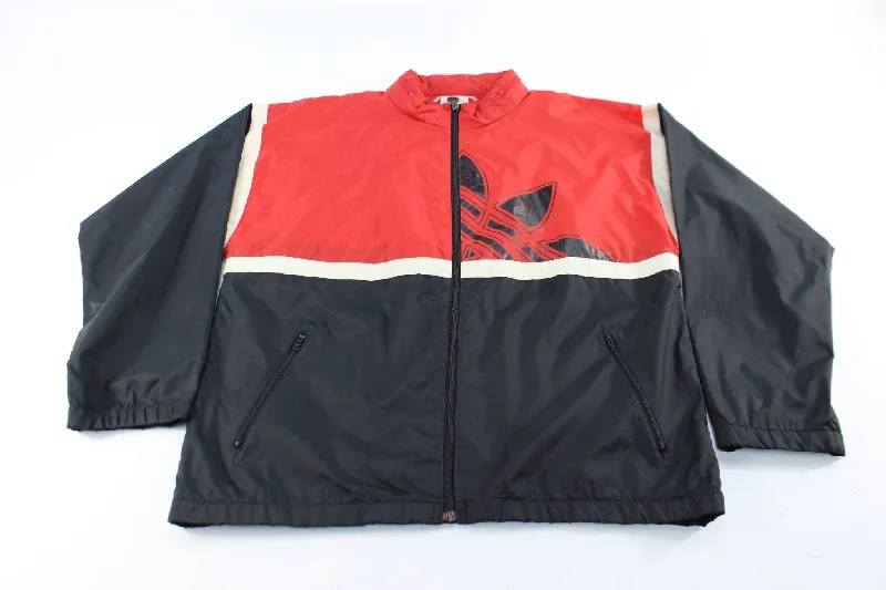 80's Adidas Black, Red, & White Zip Up Jacket