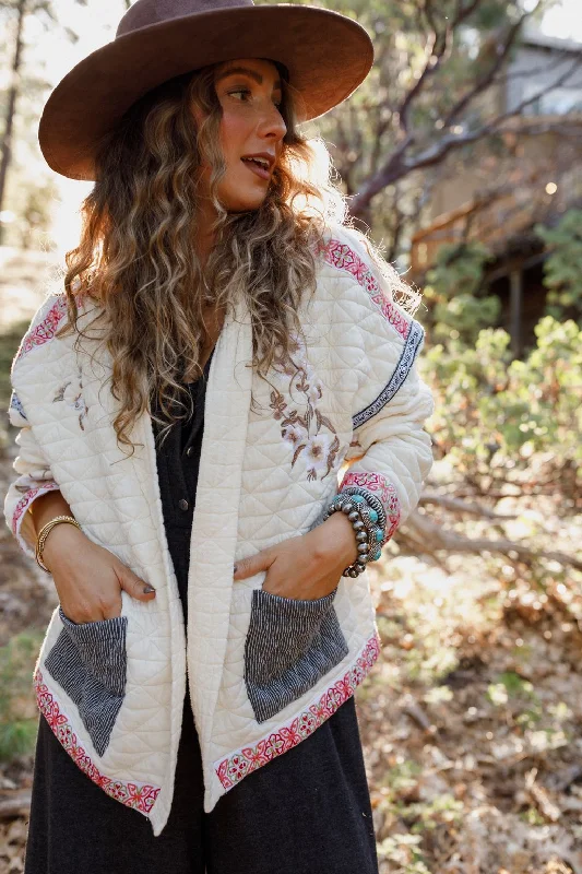 Adeline Embroidered Jacket - Cream