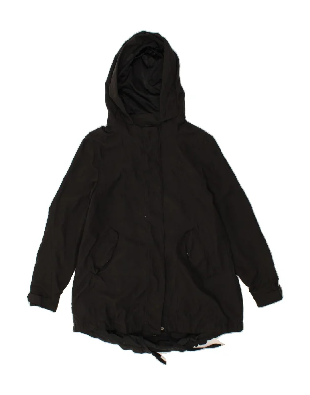 ADIDAS Womens Loose Fit Hooded Raincoat UK 10 Small Black Polyester