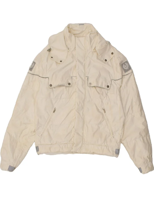 BELSTAFF Womens Hooded Padded Jacket UK 16 Large White Nylon