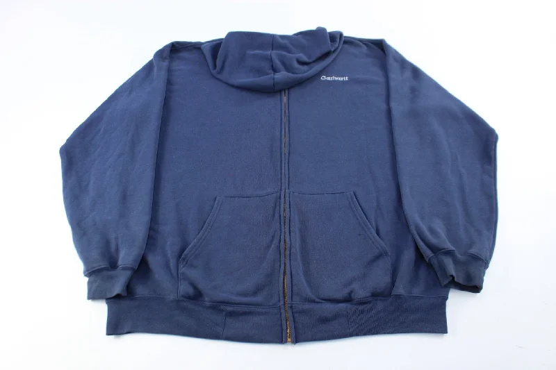 90’s Carhartt Embroidered Navy Blue Zip Up Jacket