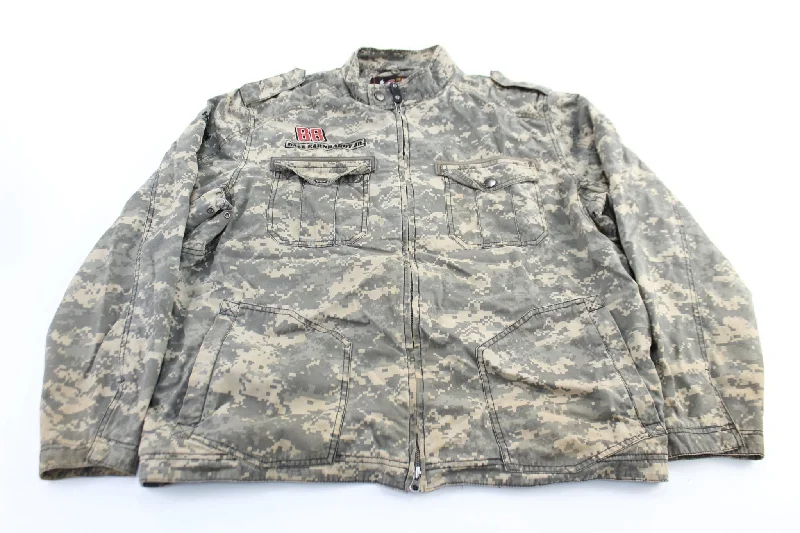 Chase Authentics Embroidered National Guard Camo Zip Up Jacket