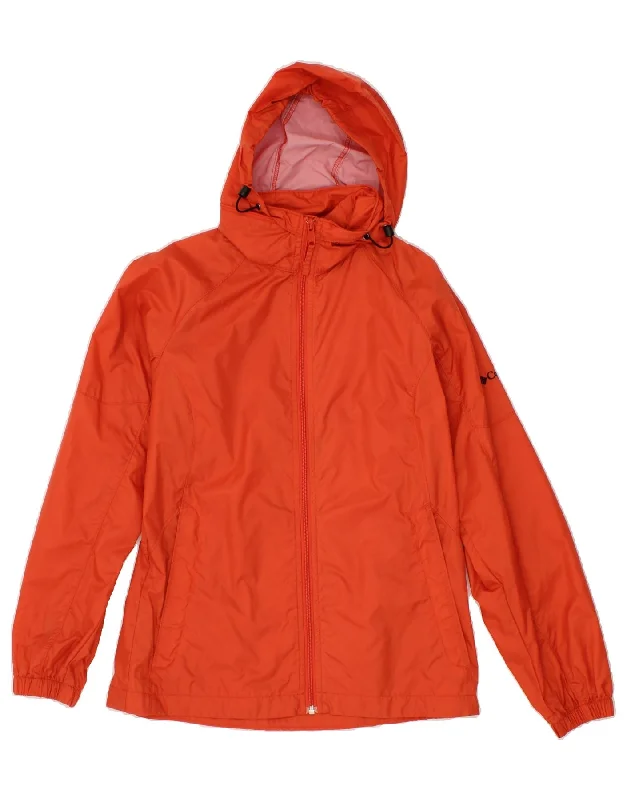 COLUMBIA Womens Hooded Rain Jacket UK 10 Small Orange Nylon