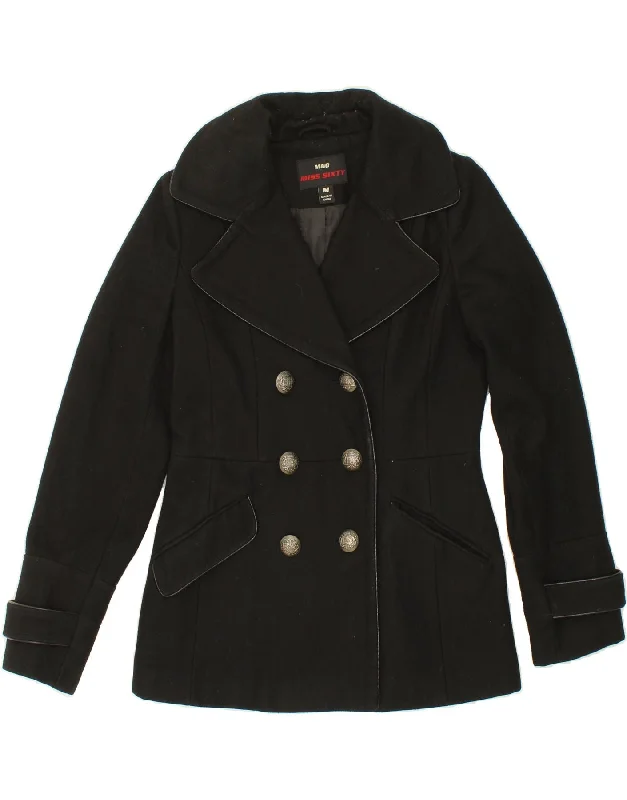 MISS SIXTY Womens Pea Coat UK 12 Medium Black Wool