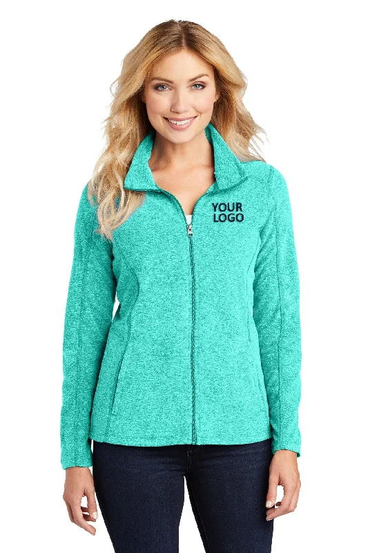 Port Authority Ladies Heather Microfleece Branded Full-Zip Jackets, Aqua Green Heather