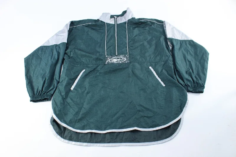 Reebok Embroidered Logo Green & Silver Pullover Jacket