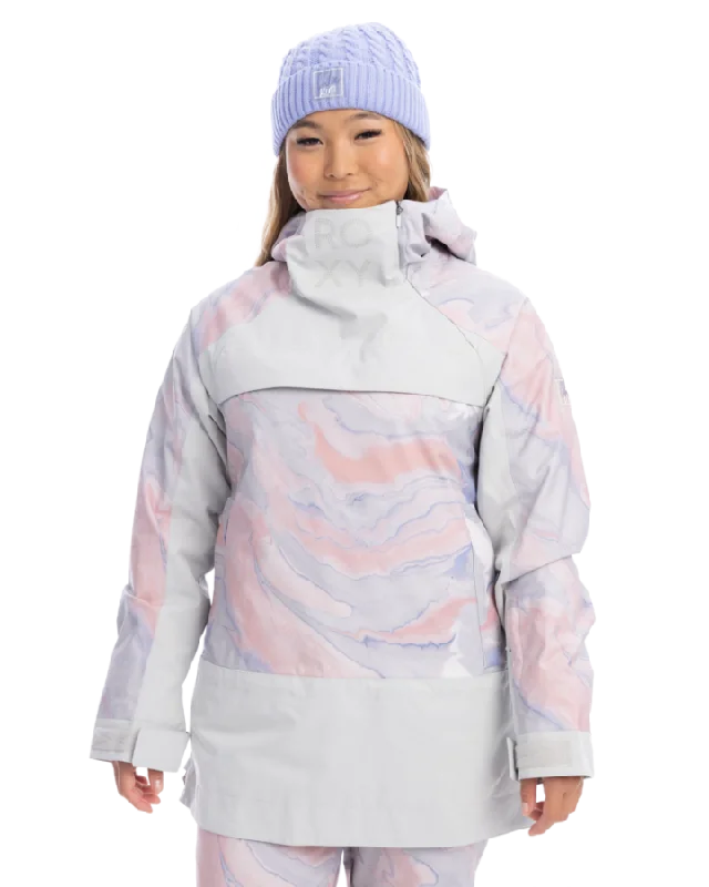 Roxy Chloe Kim Overhead Womens Snow Jacket - Gray Violet Marble - 2023