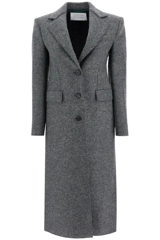 Single-breasted Coat In Pressed Wool